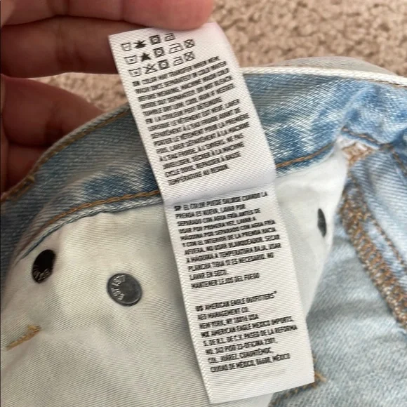 American eagle Light Blue Distressed Denim Shorts with lace - Picture 8 of 11